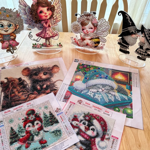 Diamond Art Kit Cute Cartoon Girl and Lizard - Picture 5 of 9